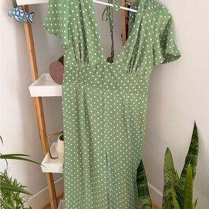 Miami Green Polka Dot Backless Dress